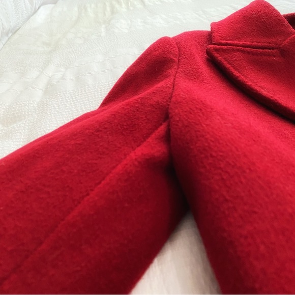 PAUL COSTELLOE BLACK LABEL RED WOOL BLEND DOUBLE BREASTED FELT PEAK LAPEL COAT - Picture 9 of 12